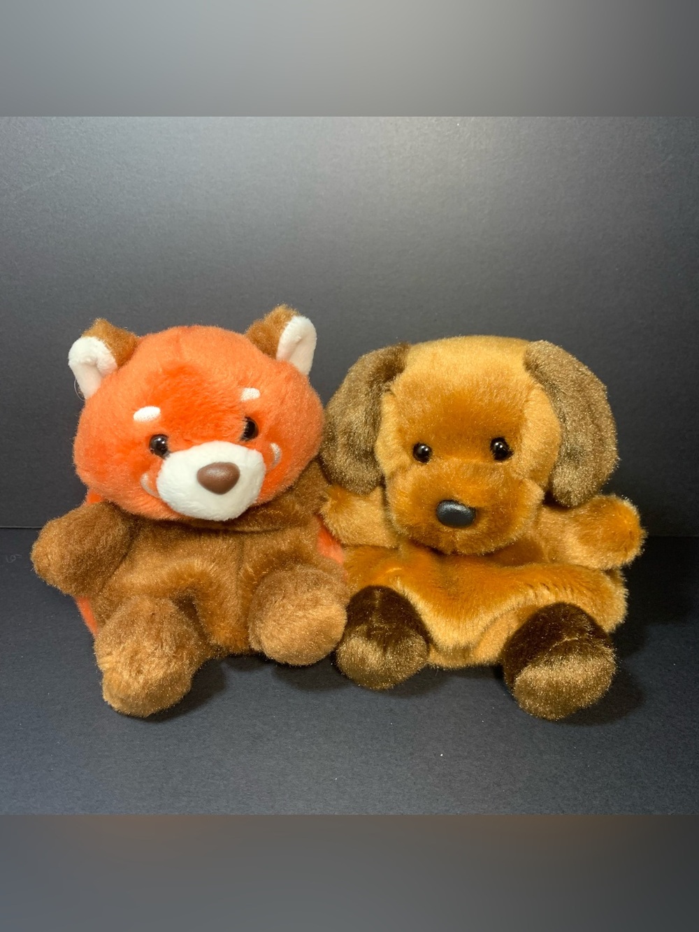 Aurora World Plush Palm Pals Red Panda and Ruff Dog 5" Stuffed Toy Lot of 2